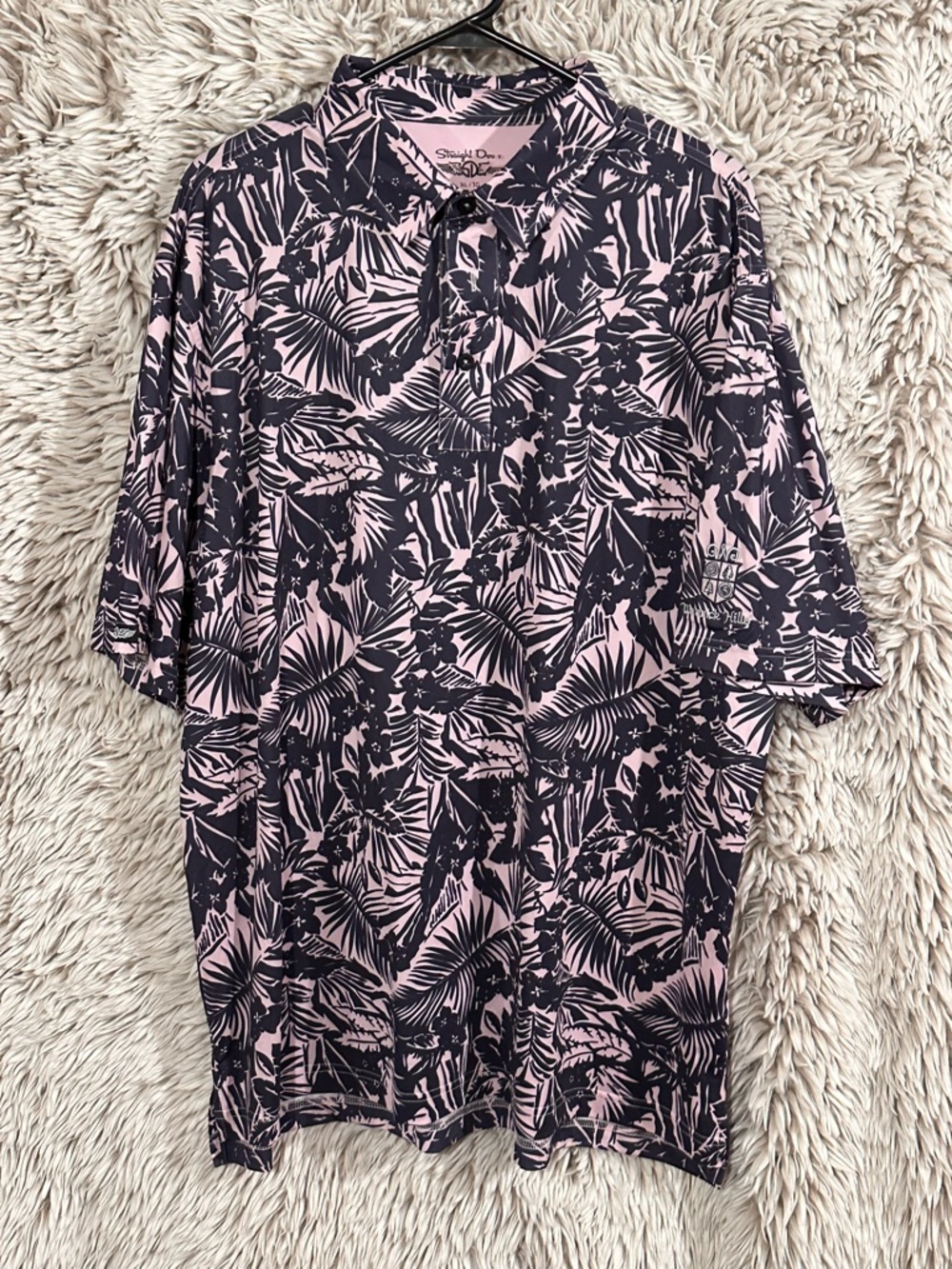 Pink & Black Tropical Print Polo